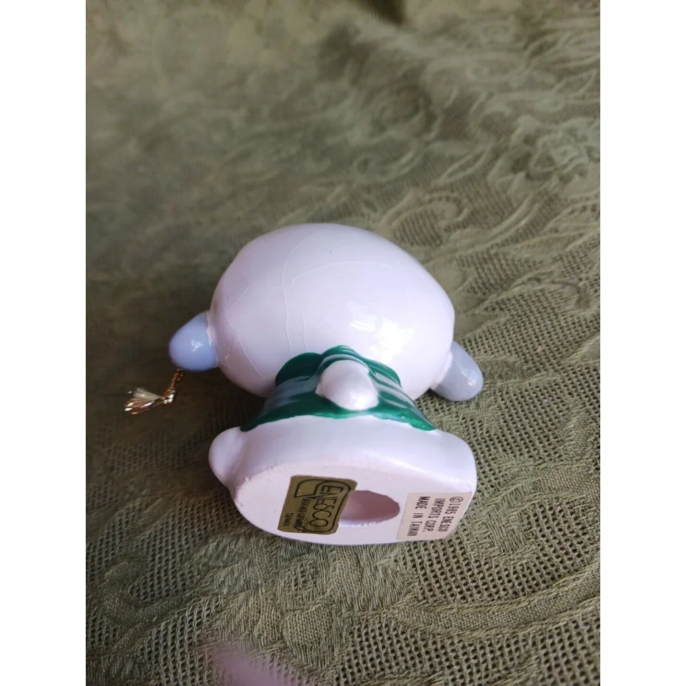 Enesco Lamb Ornament 1985 Ceramic Sheep Green White